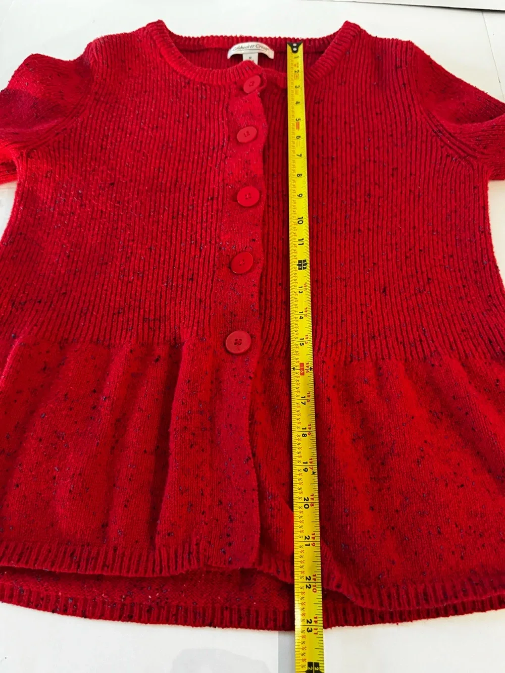 Coldwater Creek Red Peplum Button-Front Cardigan, Preppy Classic Academia- sz M - Picture 15 of 15